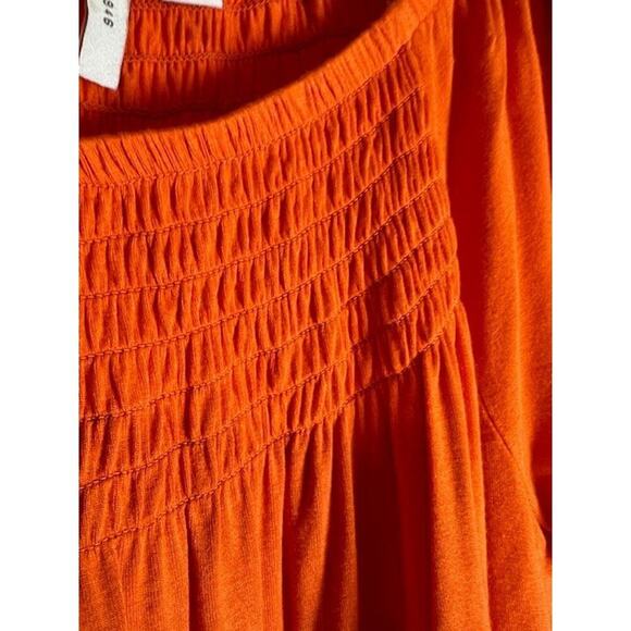 C. Est 1946 Peasant Top Women Size M Orange 3/4 Bell Sleeve Boho - Picture 4 of 7